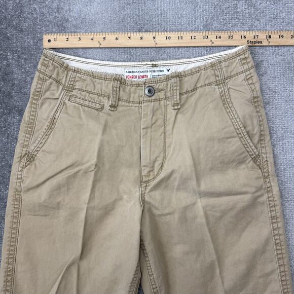 American Eagle Outfitters Shorts Mens 32 Khaki Chino Longer Length Flat Front - Picture 4 of 6